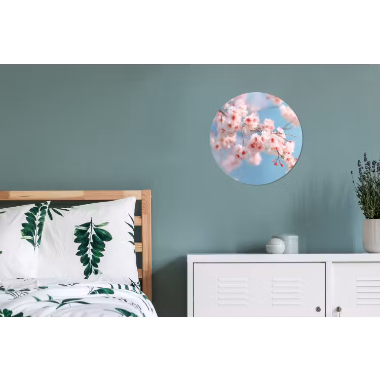 Takken - Bloesems - Roze Wandcirkel aluminium klein -slaapkamer