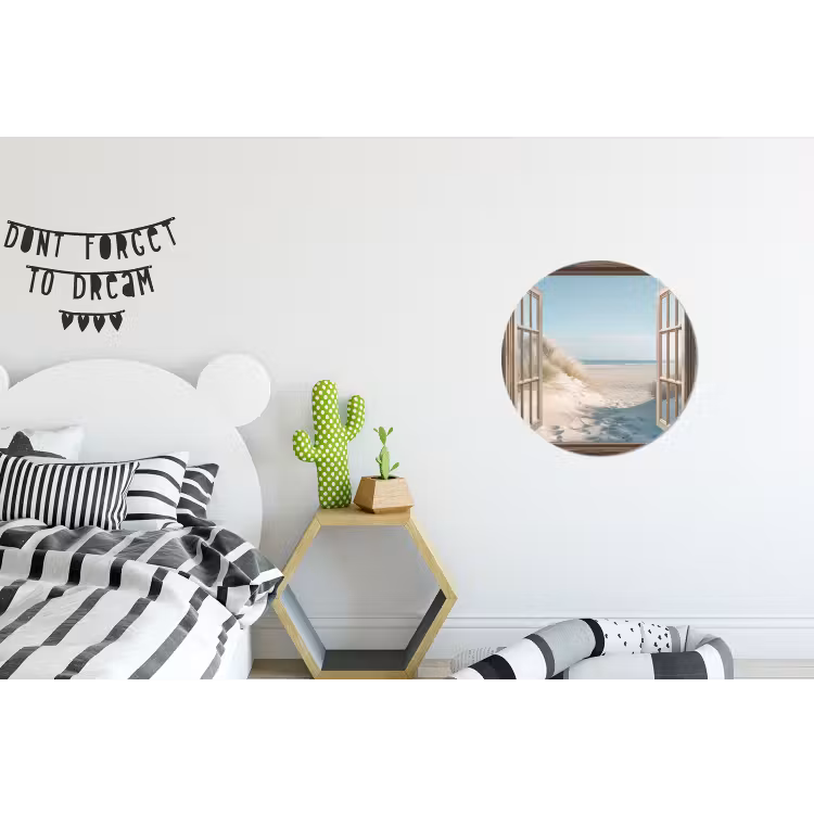 Doorkijk - Helmgras - Duinen - Zee - Landschap Wandcirkel aluminium klein -kinderkamer