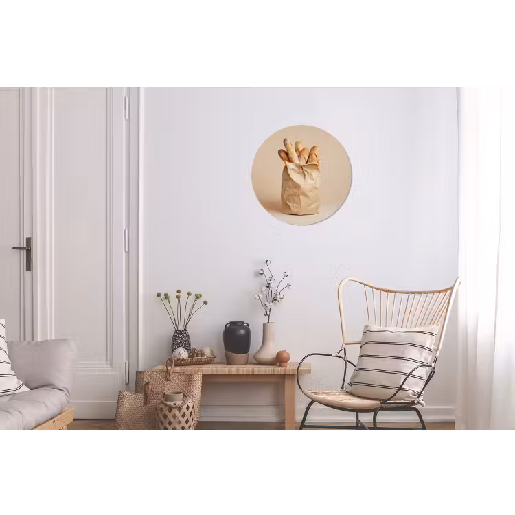 Baguette - Brood - Stokbrood - Beige Wandcirkel aluminium klein -woonkamer