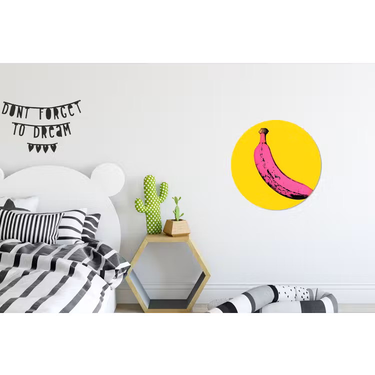 Banaan - Grafisch - Geel Wandcirkel aluminium klein -kinderkamer