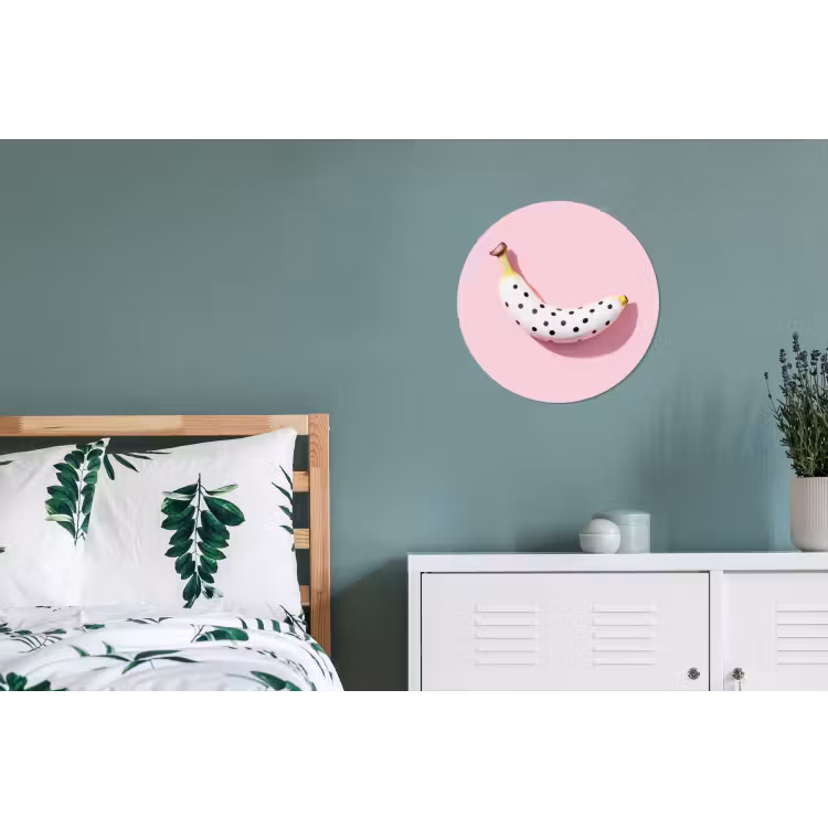 Banaan - Stippen - roze Wandcirkel aluminium klein -slaapkamer