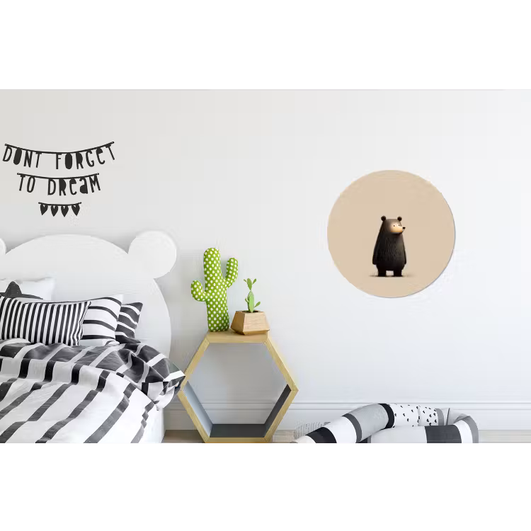 Beer - Donkerbruin - Minimalistisch Wandcirkel aluminium klein -kinderkamer