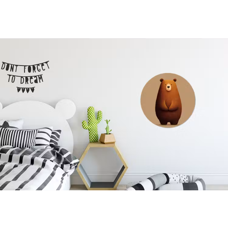 Beer - Minimalistisch - Bruin Wandcirkel aluminium klein -kinderkamer