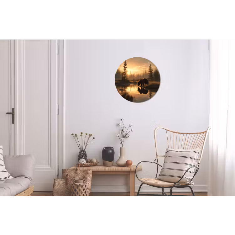 Beer - water - Bos - Ochtendlicht Wandcirkel aluminium klein -woonkamer