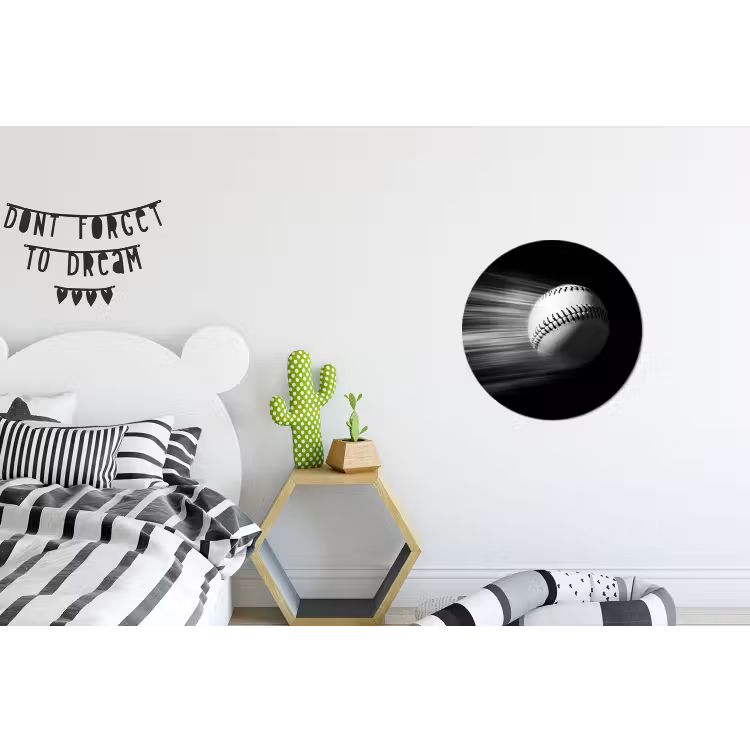 Honkbal - Wit - Vliegt Wandcirkel aluminium klein -kinderkamer