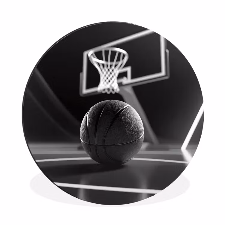 Basketbal - Basketbalveld - Lichtlijnen Wandcirkel aluminium klein -3d