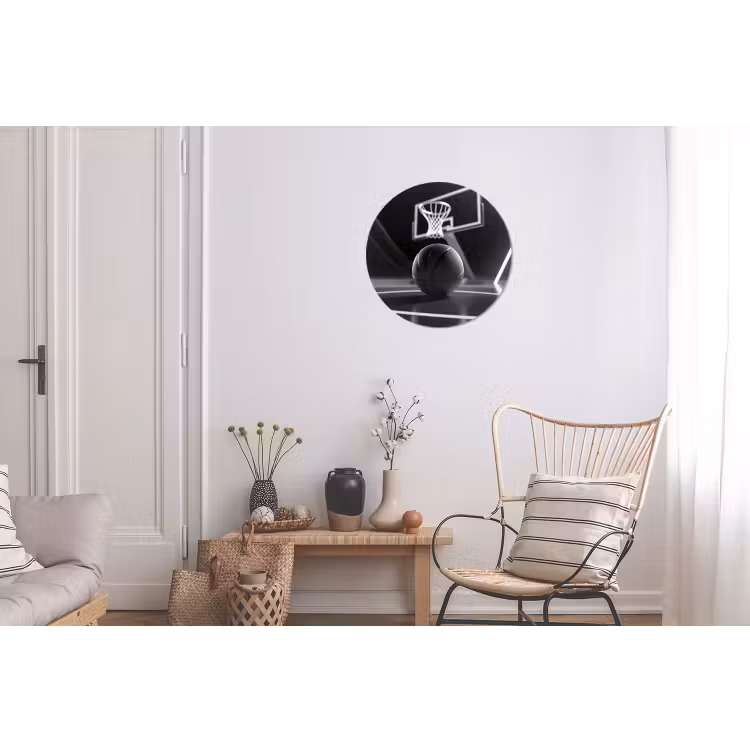 Basketbal - Basketbalveld - Lichtlijnen Wandcirkel aluminium klein -woonkamer