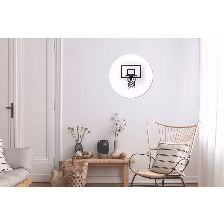 Basketbalbord - Minimalistisch - Zwart Wandcirkel aluminium klein -woonkamer