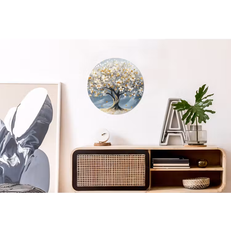 Boom - Winter - Levensboom - Modern - Goud Wandcirkel aluminium klein -kantoor