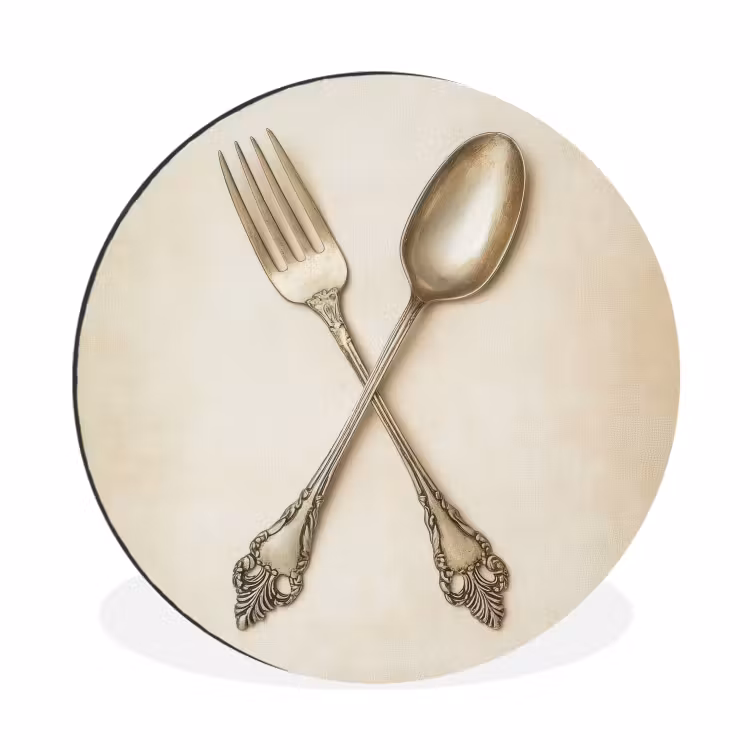 Beige - Vintage - Bestek Wandcirkel aluminium klein -3d