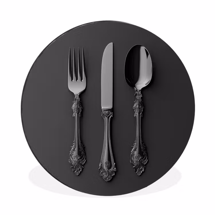 Bestek - Zwart Wandcirkel aluminium klein -3d
