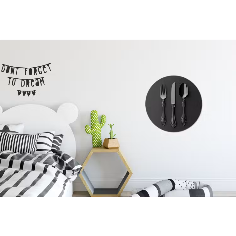 Bestek - Zwart Wandcirkel aluminium klein -kinderkamer