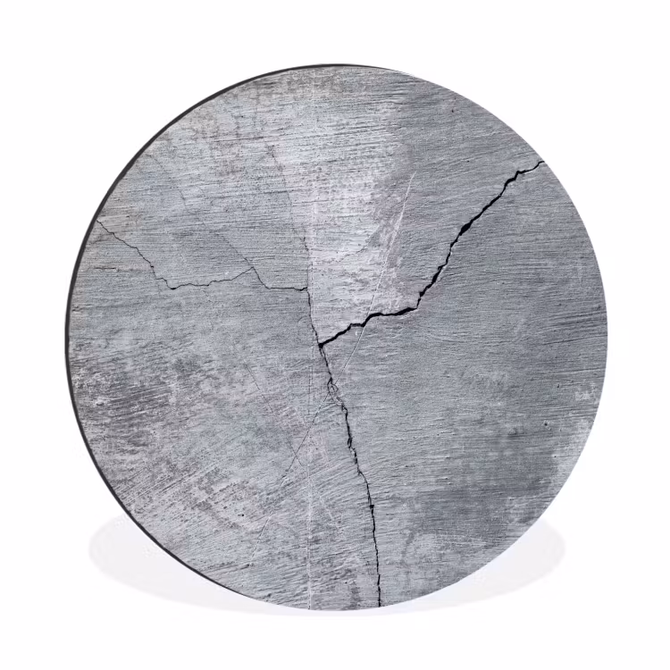 Beton - Grijs - Scheur Wandcirkel aluminium klein -3d