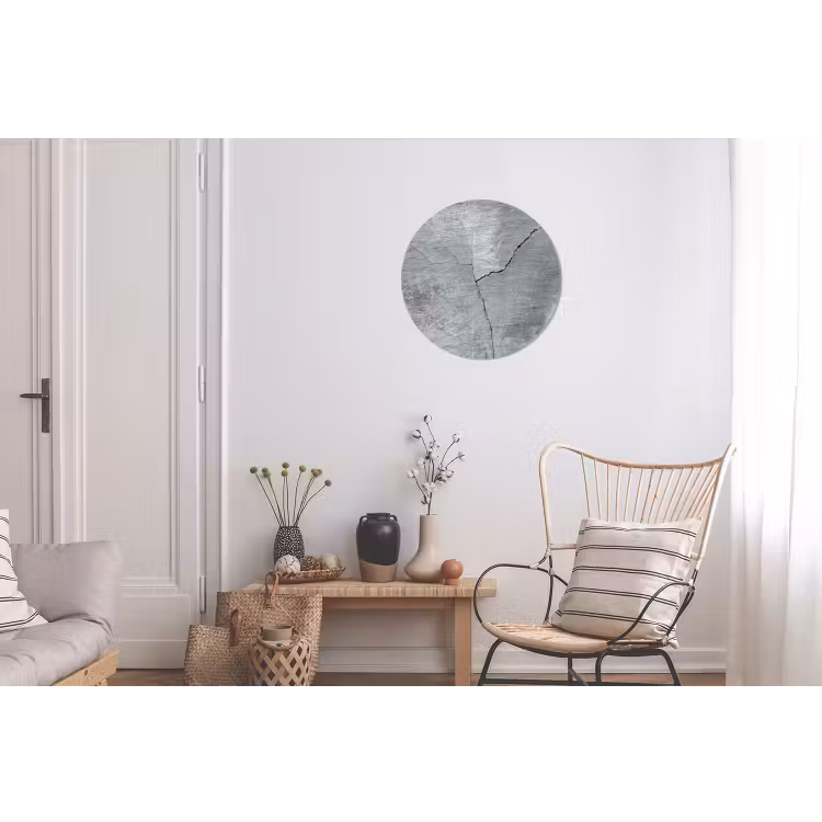 Beton - Grijs - Scheur Wandcirkel aluminium klein -woonkamer