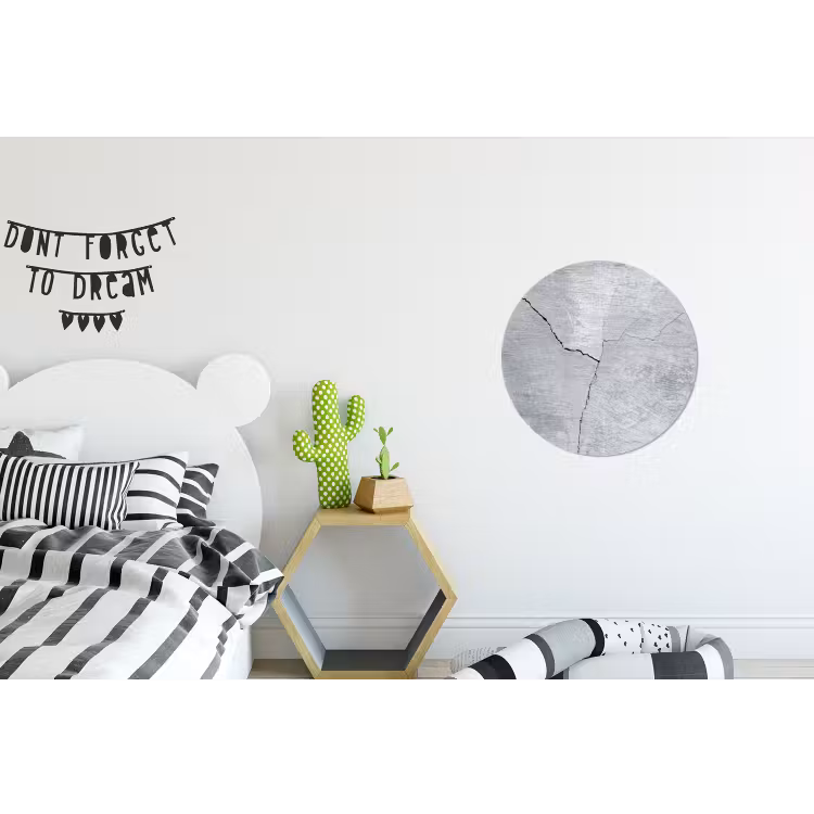 Beton - Scheur - Grijs Wandcirkel aluminium klein -kinderkamer