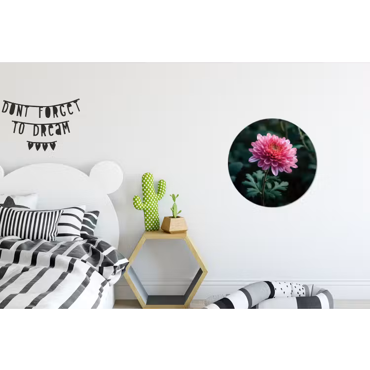 Blad - Chrysant - Roze - Schaduw Wandcirkel aluminium klein -kinderkamer