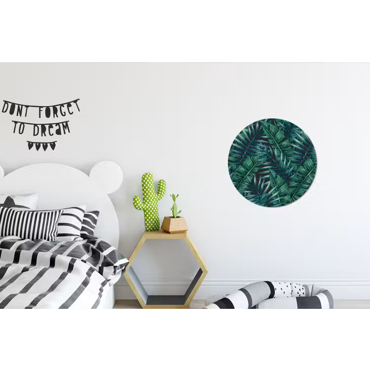 Bladeren - Inductie beschermer - Jungle - Tropical Wandcirkel aluminium klein -kinderkamer