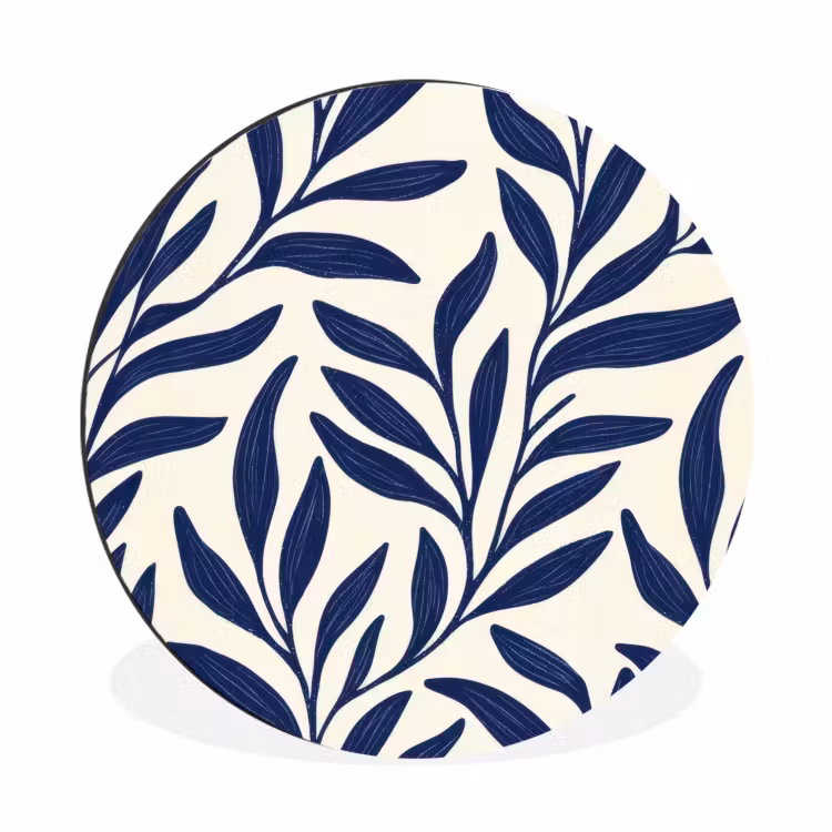 Bladeren - Klimop - Donkerblauw Wandcirkel aluminium klein -3d