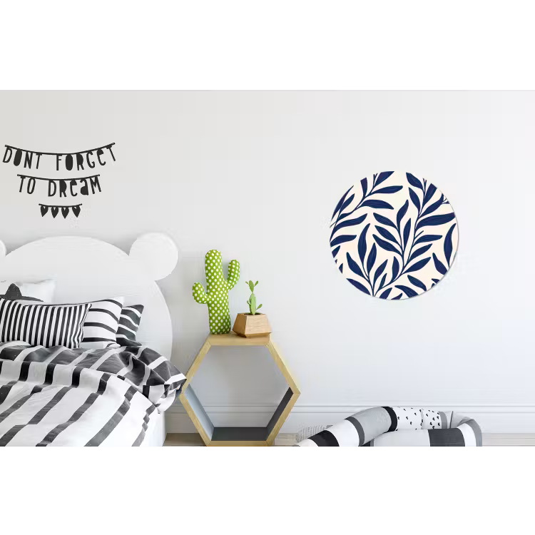 Bladeren - Klimop - Donkerblauw Wandcirkel aluminium klein -kinderkamer