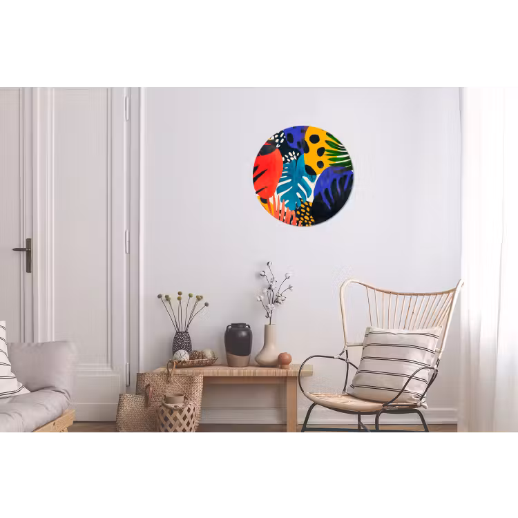 Bladeren - Vormen - Abstract - Kleurrijk Wandcirkel aluminium klein -woonkamer