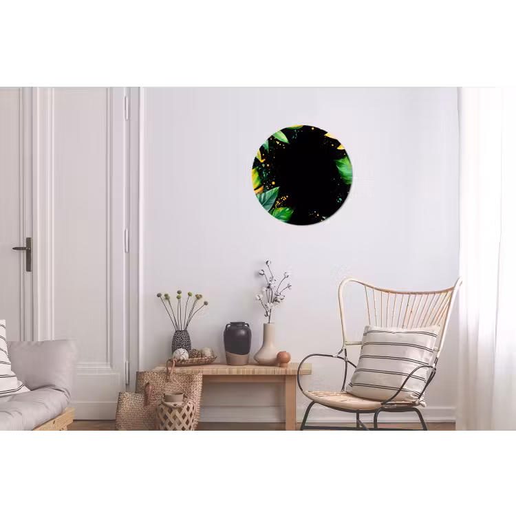 Bladeren - Groen - Geel - Verf - Jungle Wandcirkel aluminium klein -woonkamer