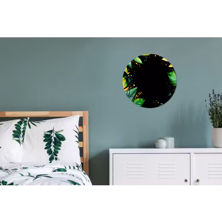 Bladeren - Groen - Geel - Verf - Jungle Wandcirkel aluminium klein -slaapkamer
