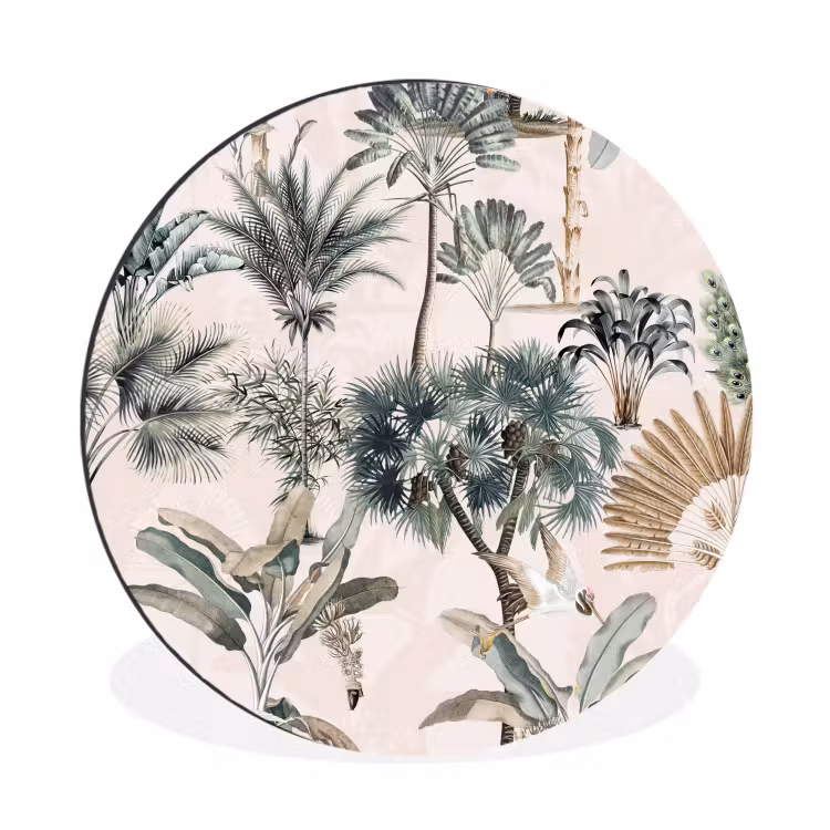 Bladeren - Monstera - Jungle - Tropical Wandcirkel aluminium klein -3d