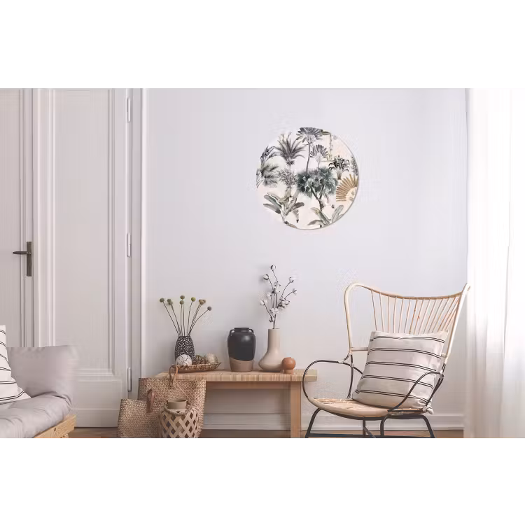 Bladeren - Monstera - Jungle - Tropical Wandcirkel aluminium klein -woonkamer