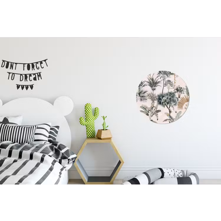 Bladeren - Monstera - Jungle - Tropical Wandcirkel aluminium klein -kinderkamer