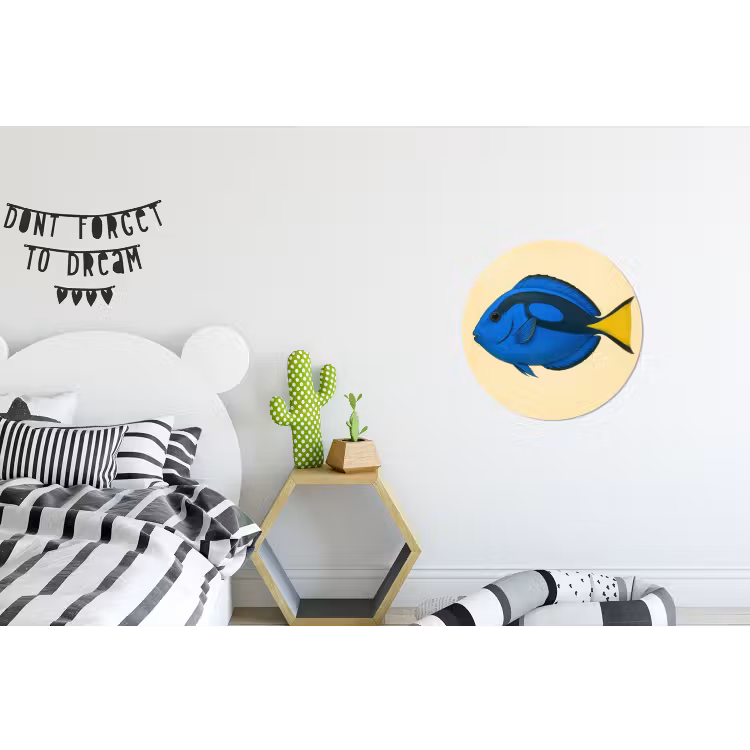 Blauw - Dory - Vis - Staartvin Wandcirkel aluminium klein -kinderkamer