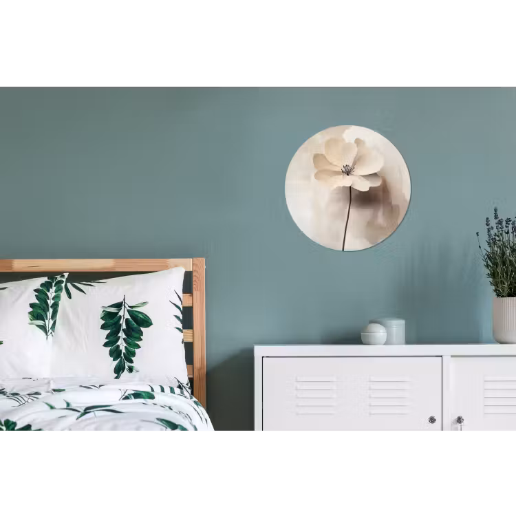 Bloem - Beige - Verf - Schaduw Wandcirkel aluminium klein -slaapkamer