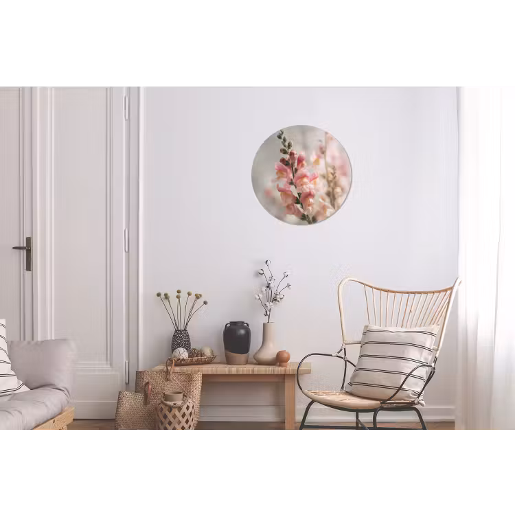Bloem - Leeuwenbek - Roze - Stengel Wandcirkel aluminium klein -woonkamer