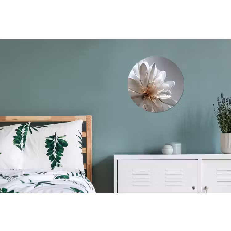 Bloem - Wit - Neutraal Wandcirkel aluminium klein -slaapkamer