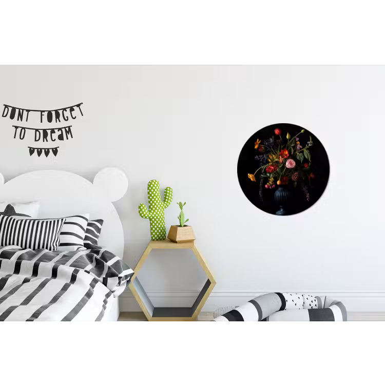 Bloemen - Bessen - Klassiek Wandcirkel aluminium klein -kinderkamer