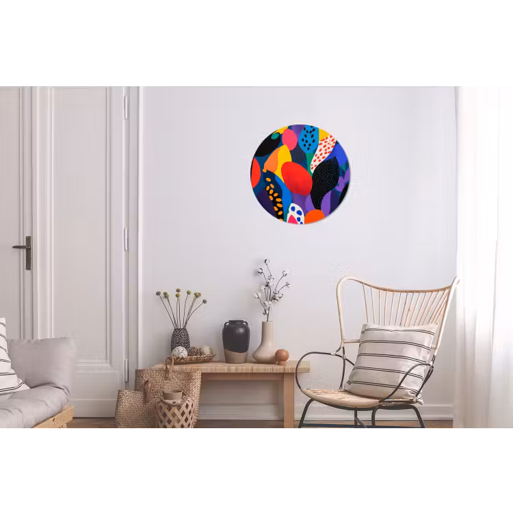 Bloemen - Bladeren - Abstract - Rood Wandcirkel aluminium klein -woonkamer