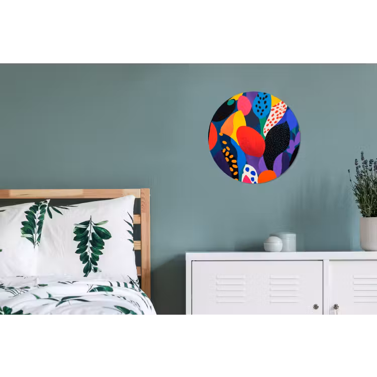 Bloemen - Bladeren - Abstract - Rood Wandcirkel aluminium klein -slaapkamer