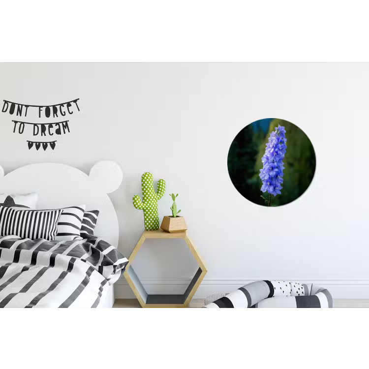 Bloemen - Blauw - Dennenboom Wandcirkel aluminium klein -kinderkamer