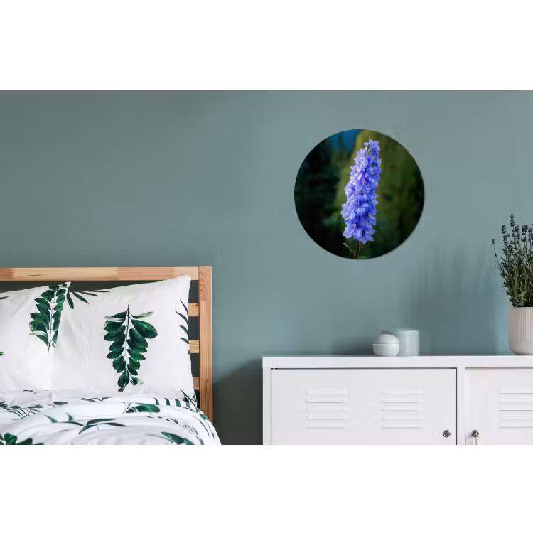 Bloemen - Blauw - Dennenboom Wandcirkel aluminium klein -slaapkamer