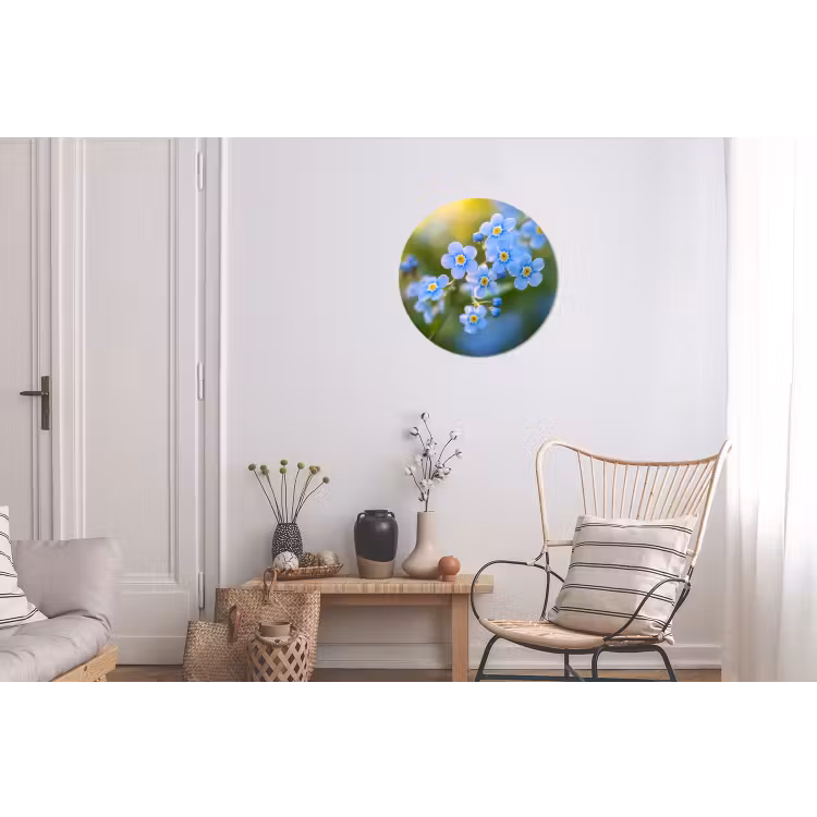 Bloemetjes - Blauw - Vergeet mij nietjes Wandcirkel aluminium klein -woonkamer