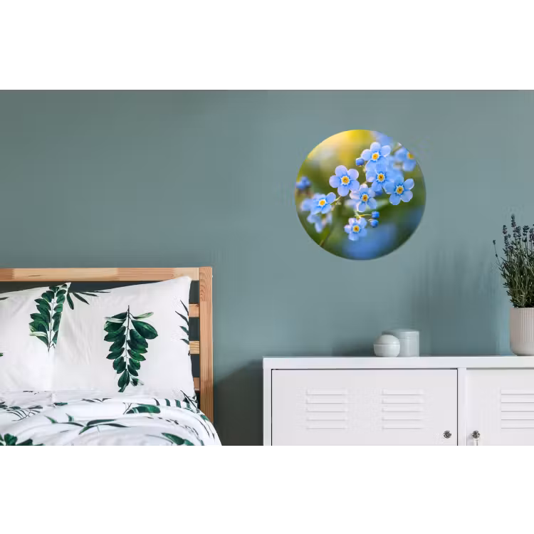 Bloemetjes - Blauw - Vergeet mij nietjes Wandcirkel aluminium klein -slaapkamer