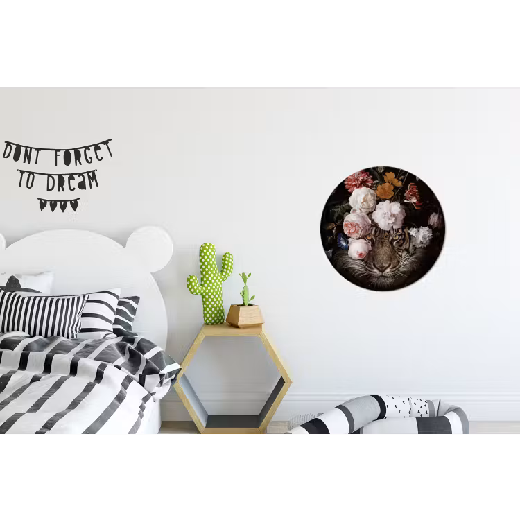 Bloemen - Jan Davidsz de Heem - Tijger - Schilderij - Stilleven - Oude meesters Wandcirkel aluminium klein -kinderkamer
