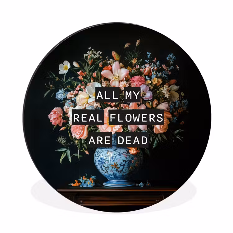 Bloemen - Art - Pastel - Quotes Wandcirkel aluminium klein -3d