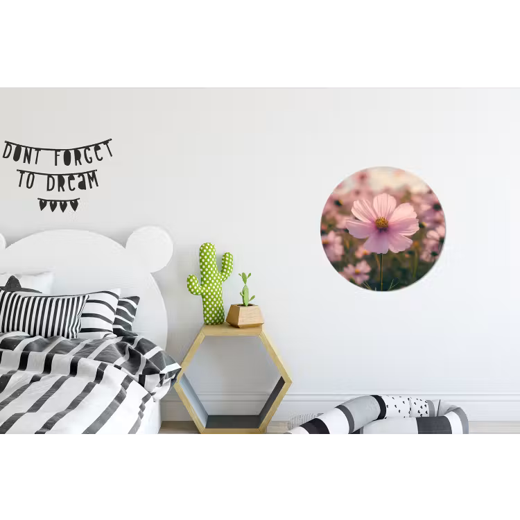 Bloemen - Paars - Wazig Wandcirkel aluminium klein -kinderkamer