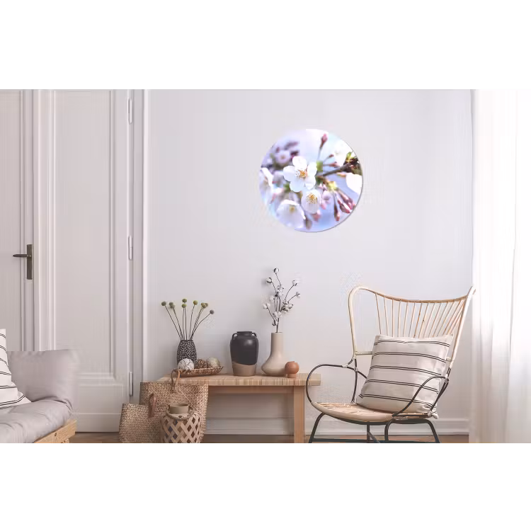 Bloemen - Sakura - Tak - Bloesem takken Wandcirkel aluminium klein -woonkamer