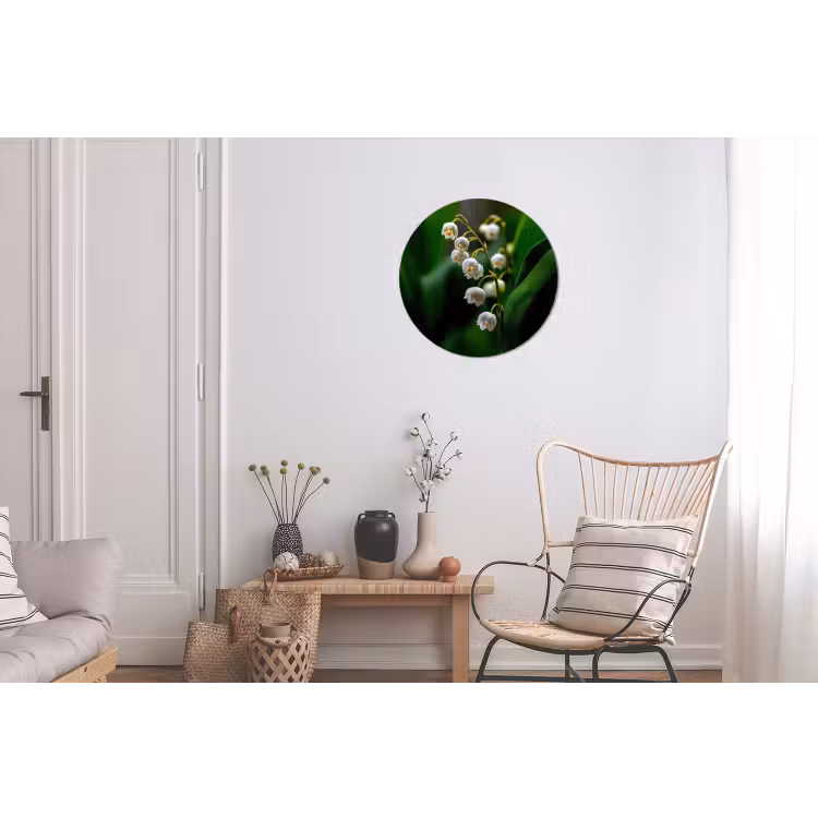 Bloemen - Wit - Bladeren - Lelietjes Wandcirkel aluminium klein -woonkamer