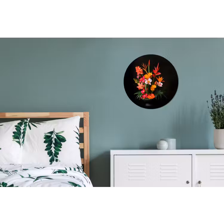 Boeket - Bloemen - Exotisch Wandcirkel aluminium klein -slaapkamer