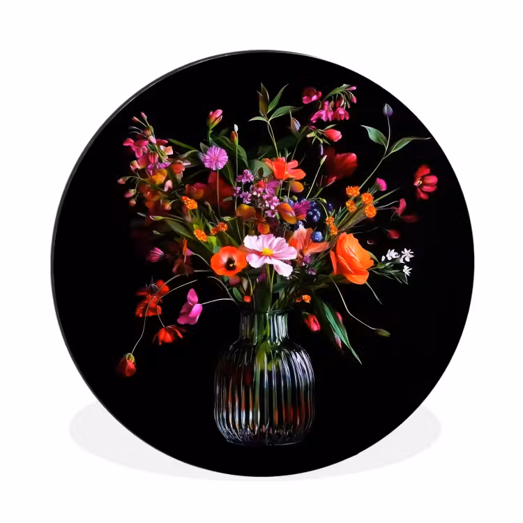 Boeket - Veldbloemen - Vaas Wandcirkel aluminium klein -3d