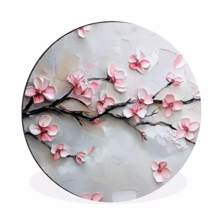 Bloesem - Kunstzinnig - Roze - Sakura Wandcirkel aluminium klein -3d