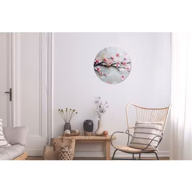 Bloesem - Kunstzinnig - Roze - Sakura Wandcirkel aluminium klein -woonkamer