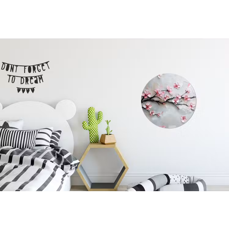 Bloesem - Kunstzinnig - Roze - Sakura Wandcirkel aluminium klein -kinderkamer